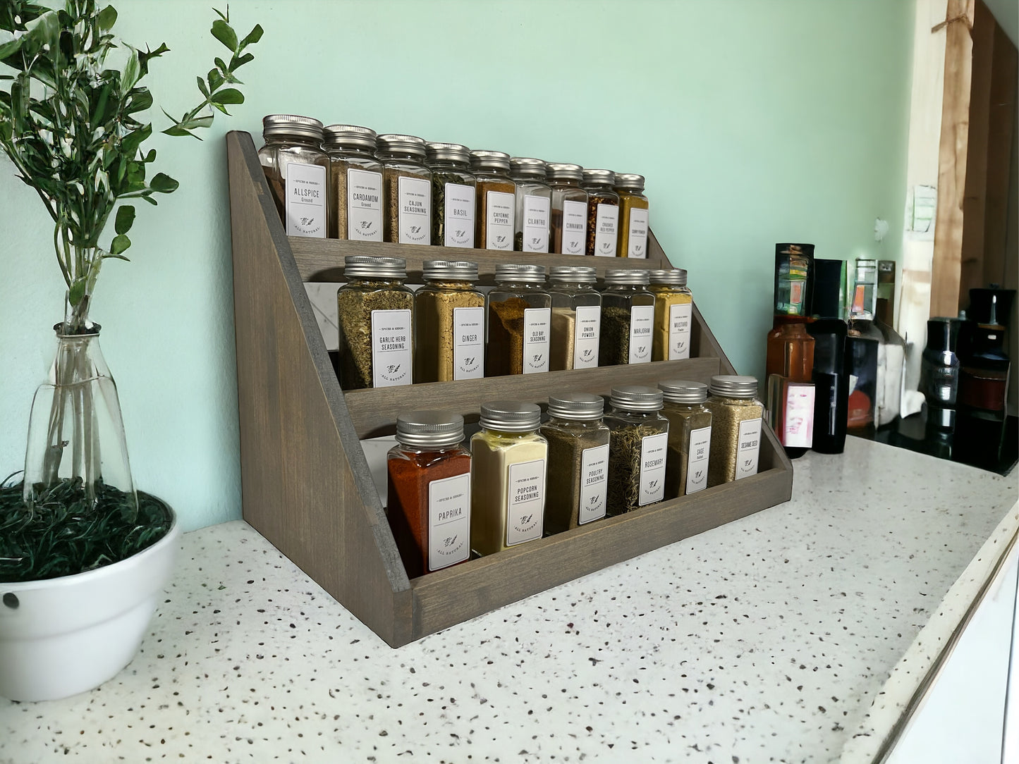 Wood Spice Rack – Spice Storage – Spice Shelf – Spice Jar Organization