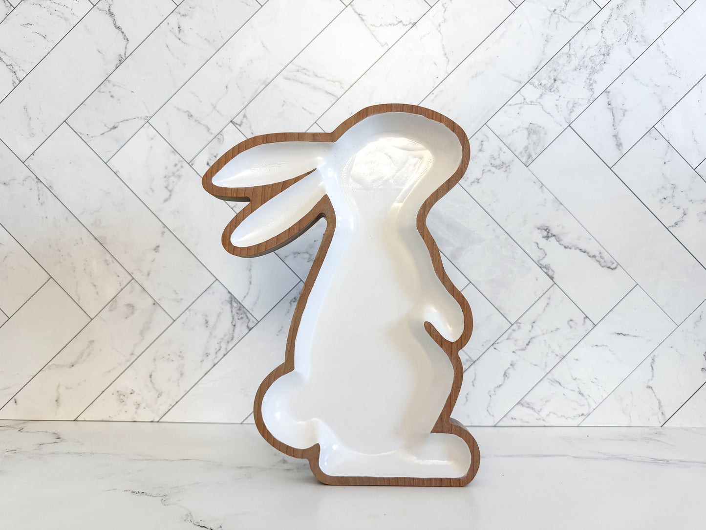 Rabbit Tray – Wood Tray – Spring Décor – Wood Décor – Easter Decor – Bunny Tray – Seasonal Décor – Rabbit Décor – Wood Art – Enameled Tray