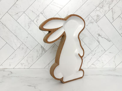 Rabbit Tray – Wood Tray – Spring Décor – Wood Décor – Easter Decor – Bunny Tray – Seasonal Décor – Rabbit Décor – Wood Art – Enameled Tray