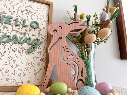 Nordic Rabbit – 3D Rabbit Wood Art – Easter Bunny – Spring Decor – Easter Decor – Spring Wood Decor – Scandinavian Rabbit – Swedish Rabbit
