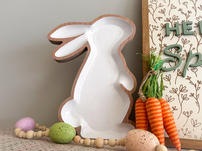 Rabbit Tray – Wood Tray – Spring Décor – Wood Décor – Easter Decor – Bunny Tray – Seasonal Décor – Rabbit Décor – Wood Art – Enameled Tray