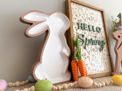 Rabbit Tray – Wood Tray – Spring Décor – Wood Décor – Easter Decor – Bunny Tray – Seasonal Décor – Rabbit Décor – Wood Art – Enameled Tray