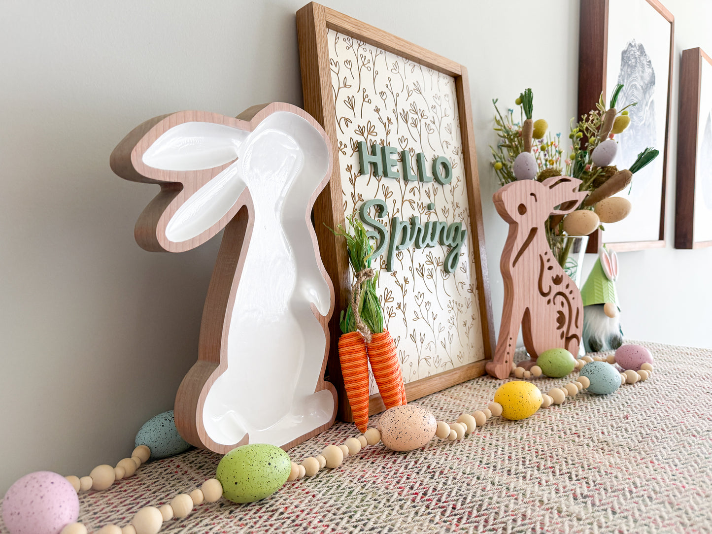 Rabbit Tray – Wood Tray – Spring Décor – Wood Décor – Easter Decor – Bunny Tray – Seasonal Décor – Rabbit Décor – Wood Art – Enameled Tray