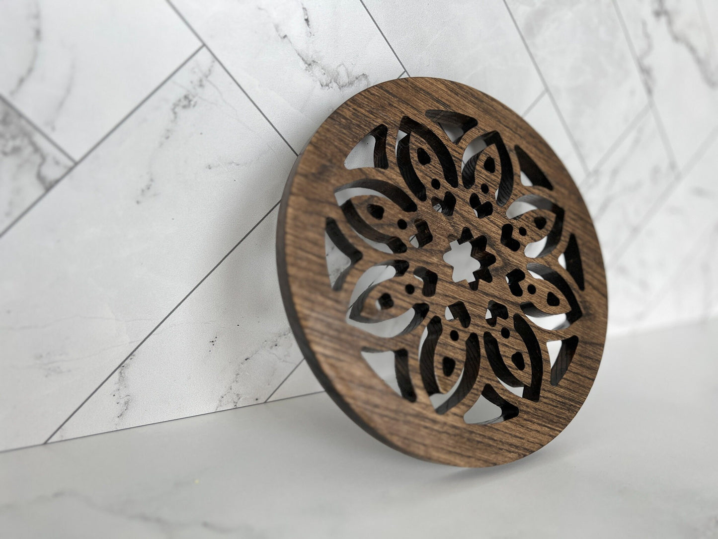 Flower Cutout Wooden Trivet, Serving Tray, Wood Trivet for Dining Table, Dining Accessories, Wood Gifts, Hot Tray, Pot Holder