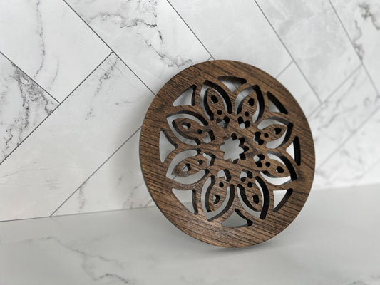 Flower Cutout Wooden Trivet, Serving Tray, Wood Trivet for Dining Table, Dining Accessories, Wood Gifts, Hot Tray, Pot Holder