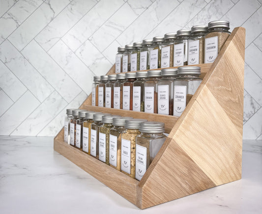 Wood Spice Rack – 2 Size Options – Spice Storage – Spice Shelf – Spice Jar Organization – Kitchen Organization - 50+ Colors
