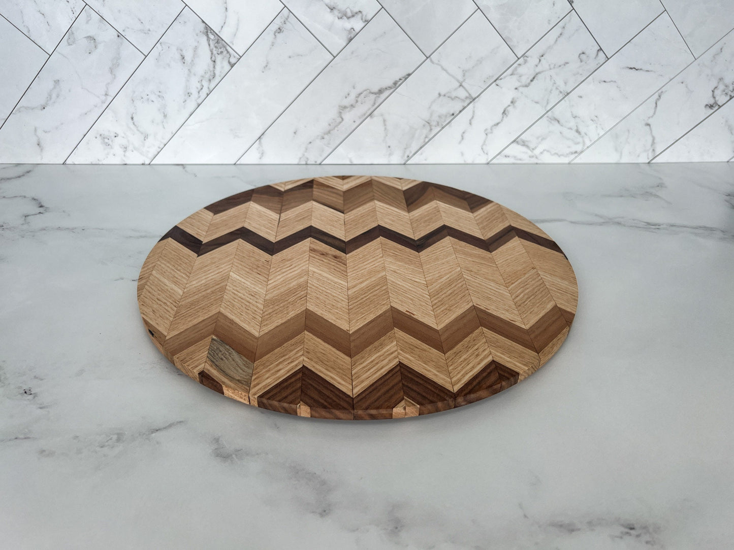 Chevron Wood Table Centerpiece – Serve Stand – Plant Stand – Kitchen Table Decor – Wood Riser – Chevron Wood Tray – Decorative Wood Platter