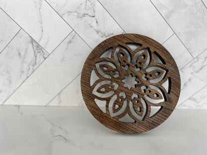 Flower Cutout Wooden Trivet, Serving Tray, Wood Trivet for Dining Table, Dining Accessories, Wood Gifts, Hot Tray, Pot Holder