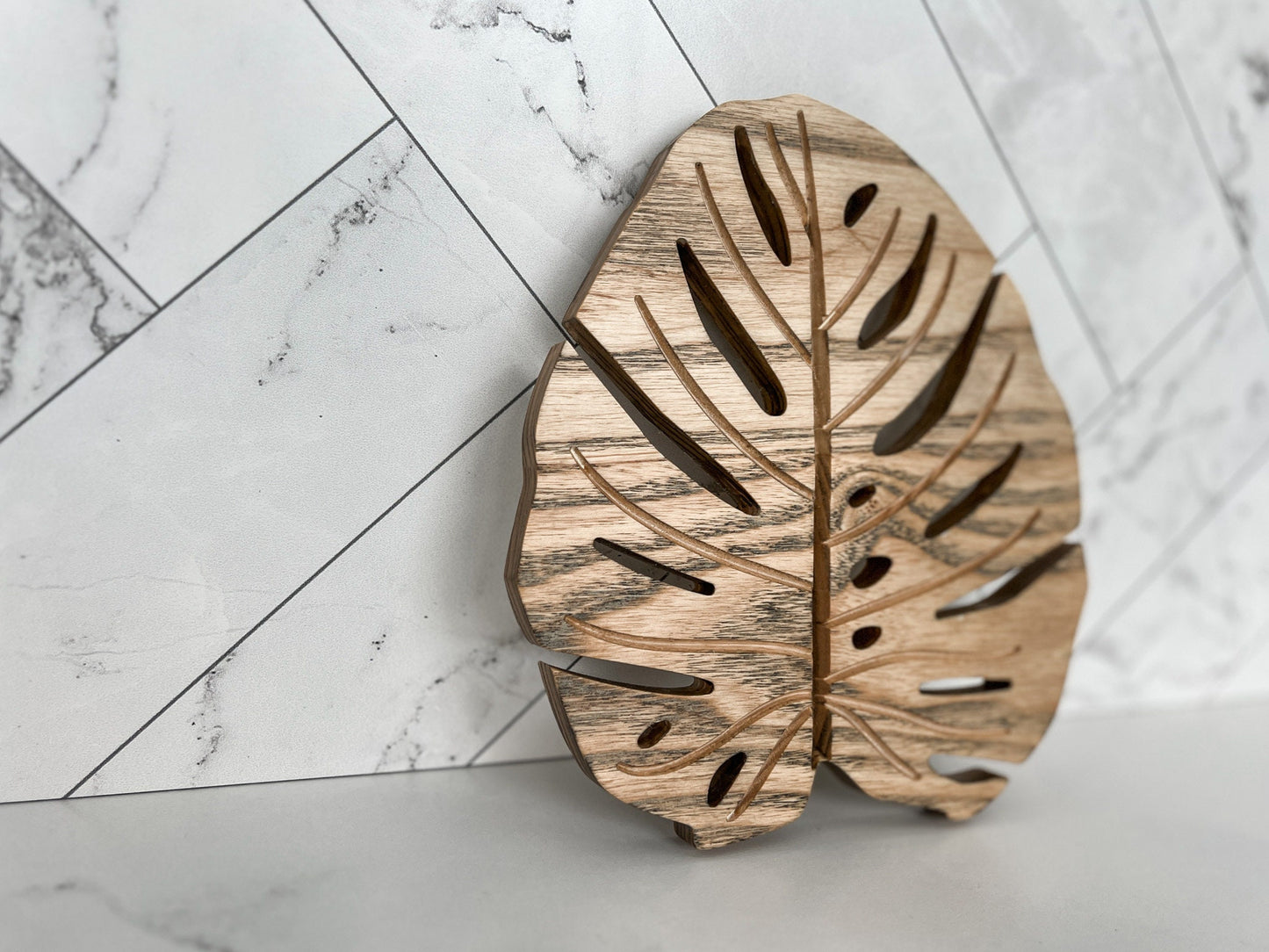 Monstera Leaf Wooden Trivet, Serving Tray, Wood Trivet for Dining Table, Dining Accessories, Wood Gifts, Hot Tray, Pot Holder