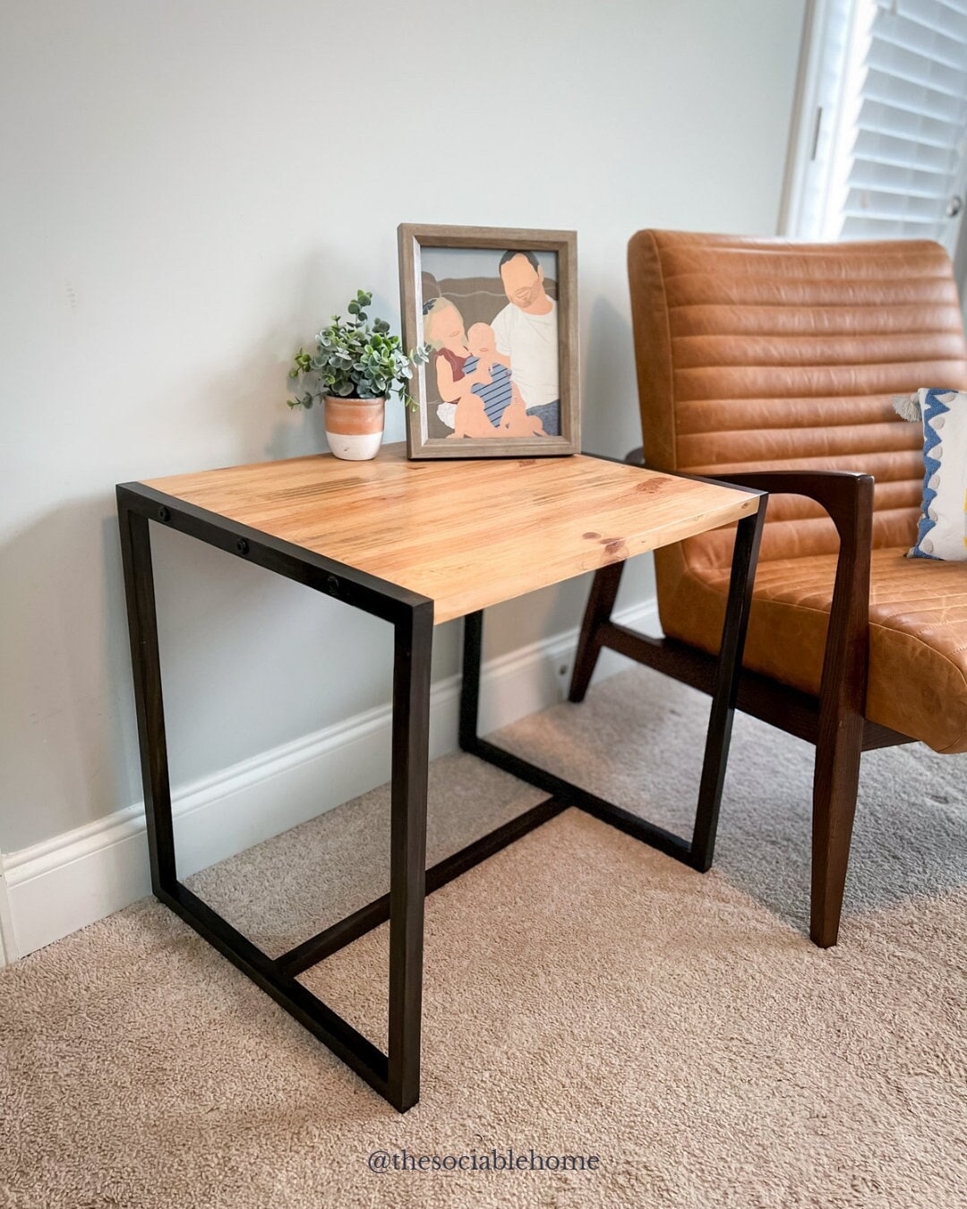Rustic Hardwood Side Table – Many Colors – Modern Wood End Table – Living Room Furniture – Wood Table w/ Wood Legs – Solid Wood Side Table