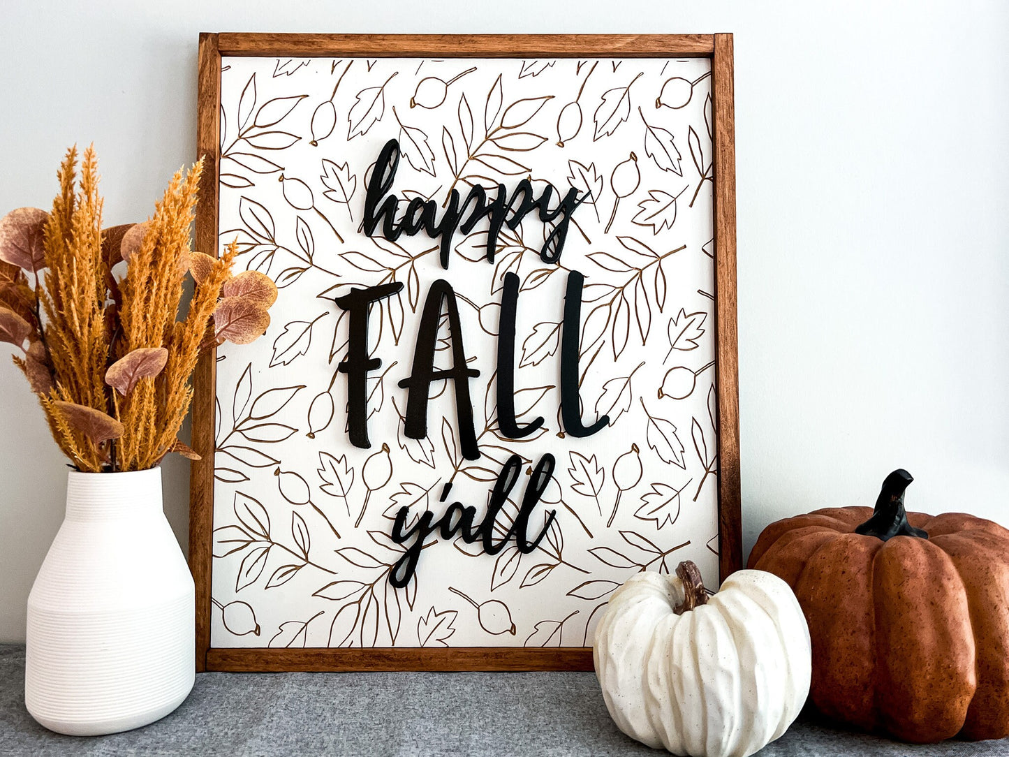 Happy Fall Yall Wood Sign - Fall Wall Art – Autumn Home Decor – Fall Decor – Wall Art – Fall Wood Sign – Autumn Leaves Sign