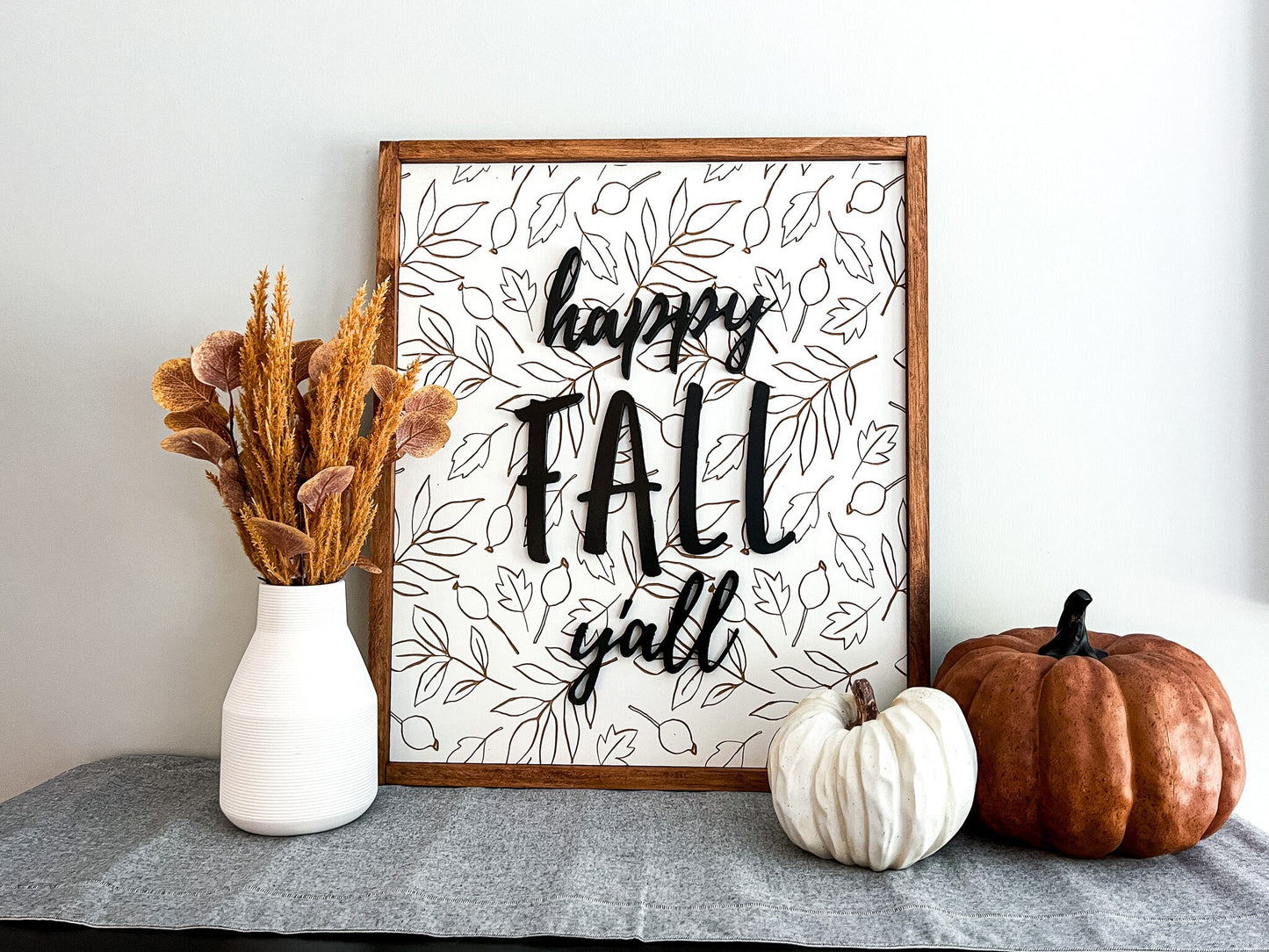 Happy Fall Yall Wood Sign - Fall Wall Art – Autumn Home Decor – Fall Decor – Wall Art – Fall Wood Sign – Autumn Leaves Sign