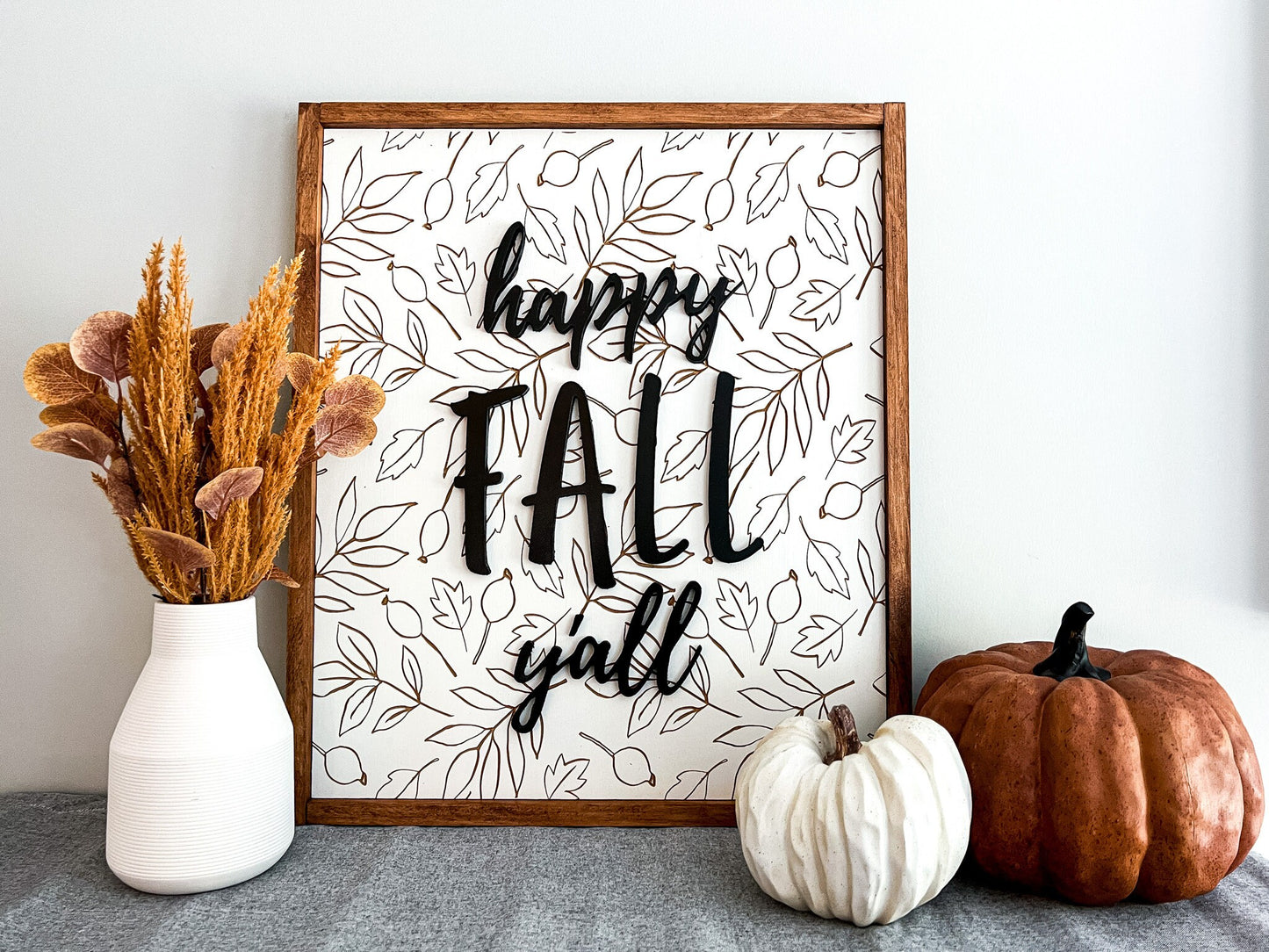 Happy Fall Yall Wood Sign - Fall Wall Art – Autumn Home Decor – Fall Decor – Wall Art – Fall Wood Sign – Autumn Leaves Sign